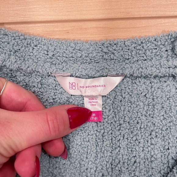 teal fuzzy button up shirt - Picture 2 of 4